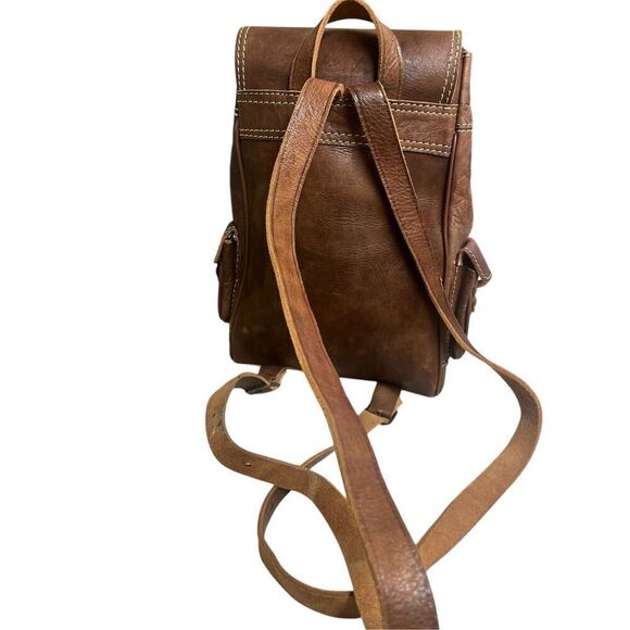Moroccan leather backpack boho unisex - Picture 5 of 8
